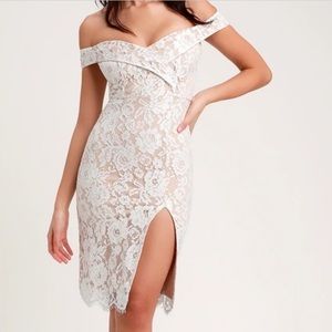 Lulus White Lace Off the Shoulder Midi Dress